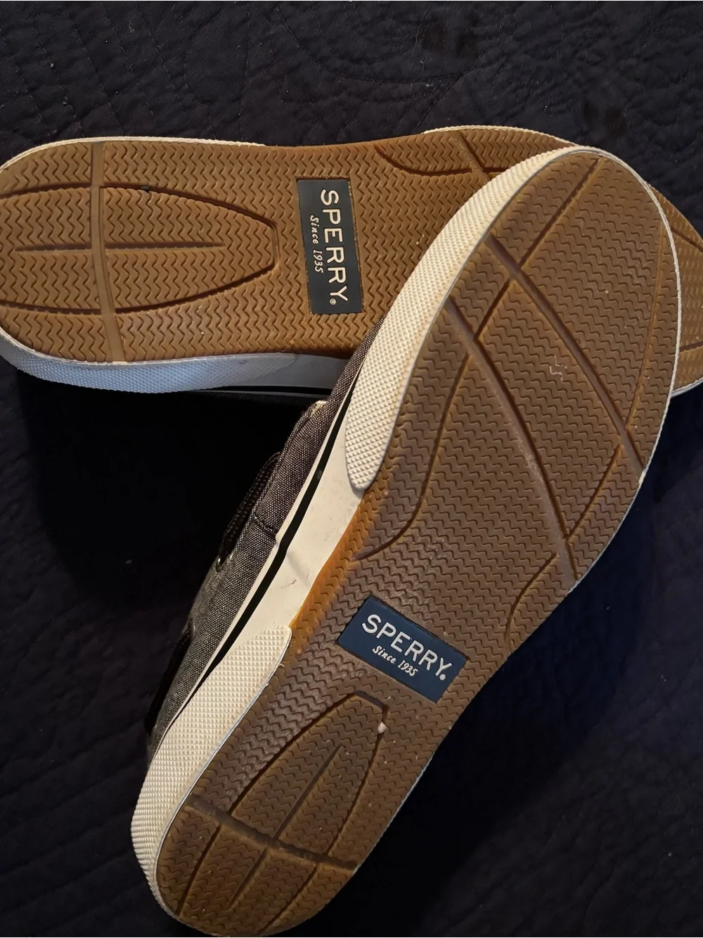 Sperry Gray Canvas Lace-Up Boat Shoes